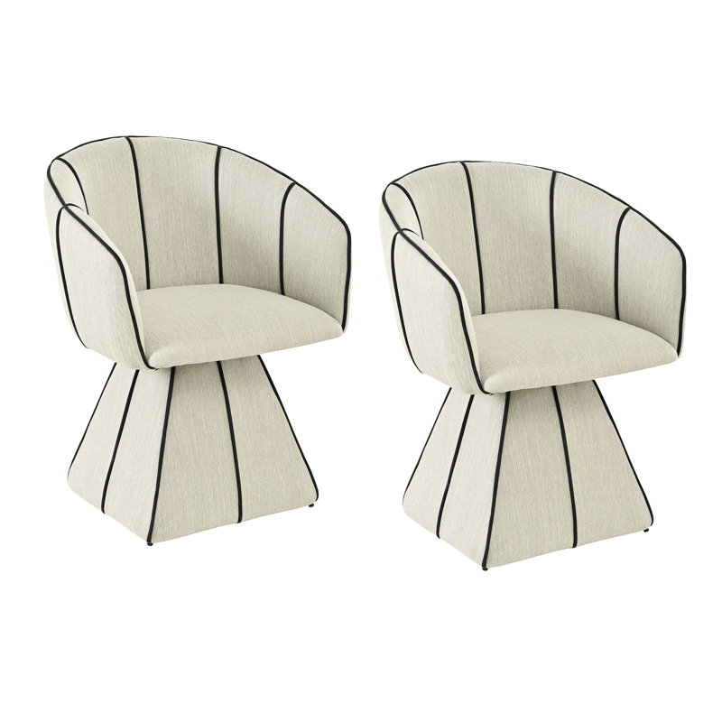 Chaise de salle à manger pivotante Kesslyn, Beige et noir