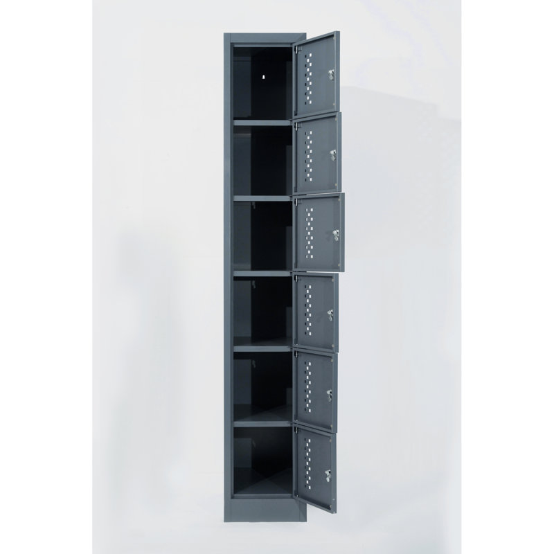 Casier de rangement en métal Roomfitter avec 6 compartiments séparés, armoire en acier ventilé, finition grise