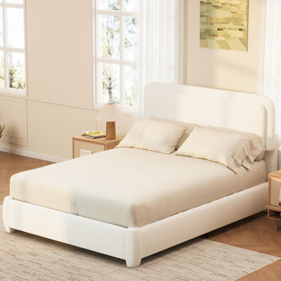 Modern Platform Bed with Curved Cloud Headboard