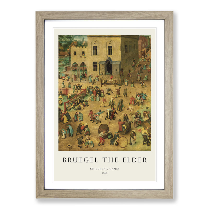 Children's Games by Pieter Bruegel the Elder - Picture Frame Art Prints, 48cm H x 36cm W x 2cm D, Oak