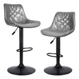 Halima Adjustable and Swivell Comfort Bar Stools with Back & Footrest set of 2