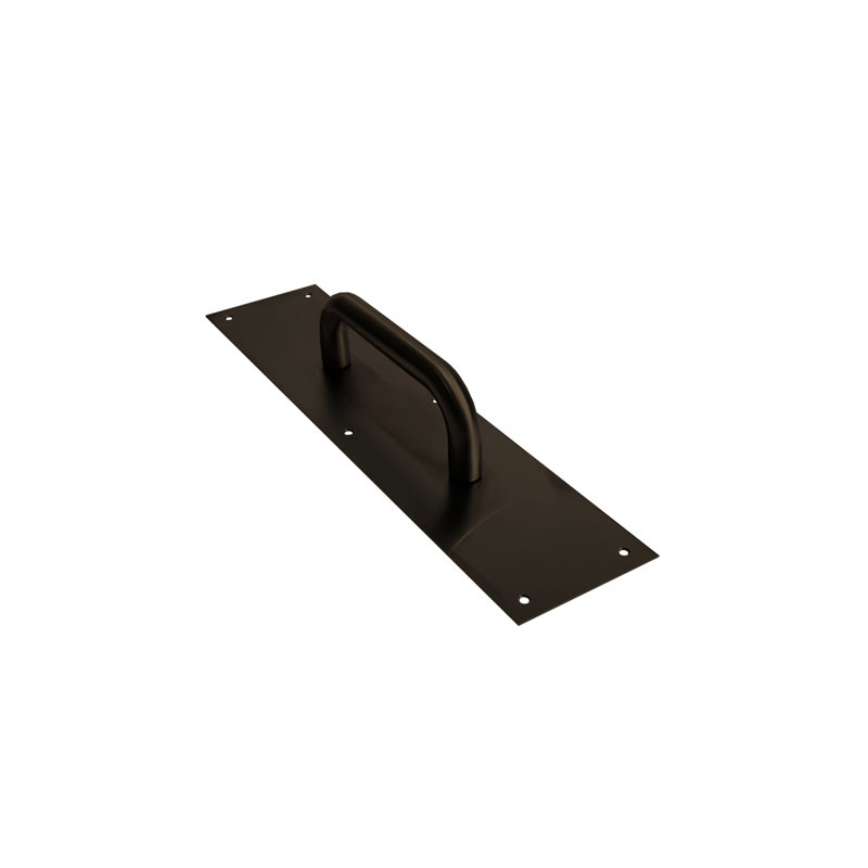 FHC PHPR15DU 15" x 3-1/2" Plate with 6" Round Solid Handle Pull - Dark Bronze Anodized, Dark Bronze Anodized