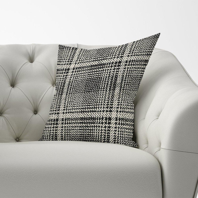 Morningside Monochrome Textured Checked Gingham Square Throw Cushion