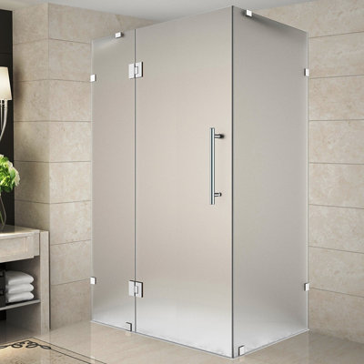Avalux 40 in. W x 32 in. D x 72 in. H Frameless Shower Enclosure, Frosted Glass
