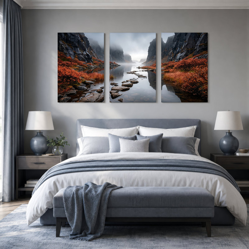 «Autumn Foliage River Canyon», ensemble de 3 toiles sur toile, 30"H x 20"W x 3pcs
