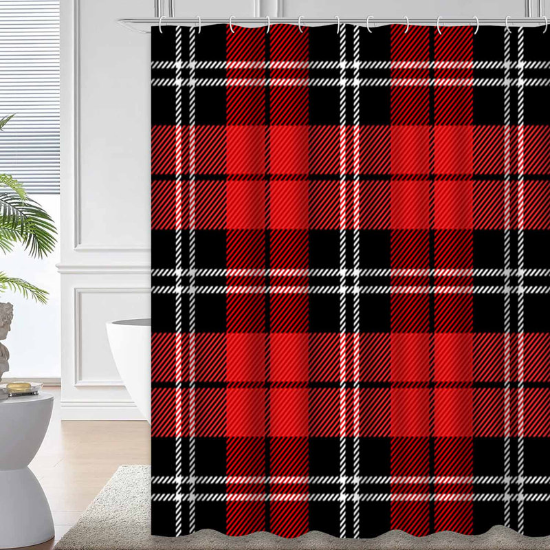 Rideau de douche Christmas Tartan, L 72 po x l 72 po