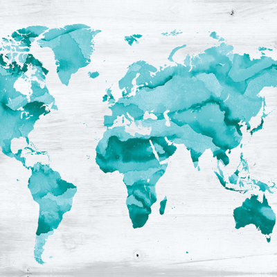 Teal Marble Map - Wrapped Canvas Painting
