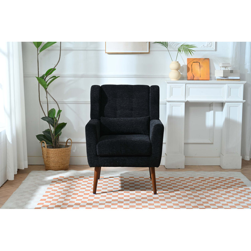 Chaise d'appoint moderne en chenille avec design ergonomique, Noir