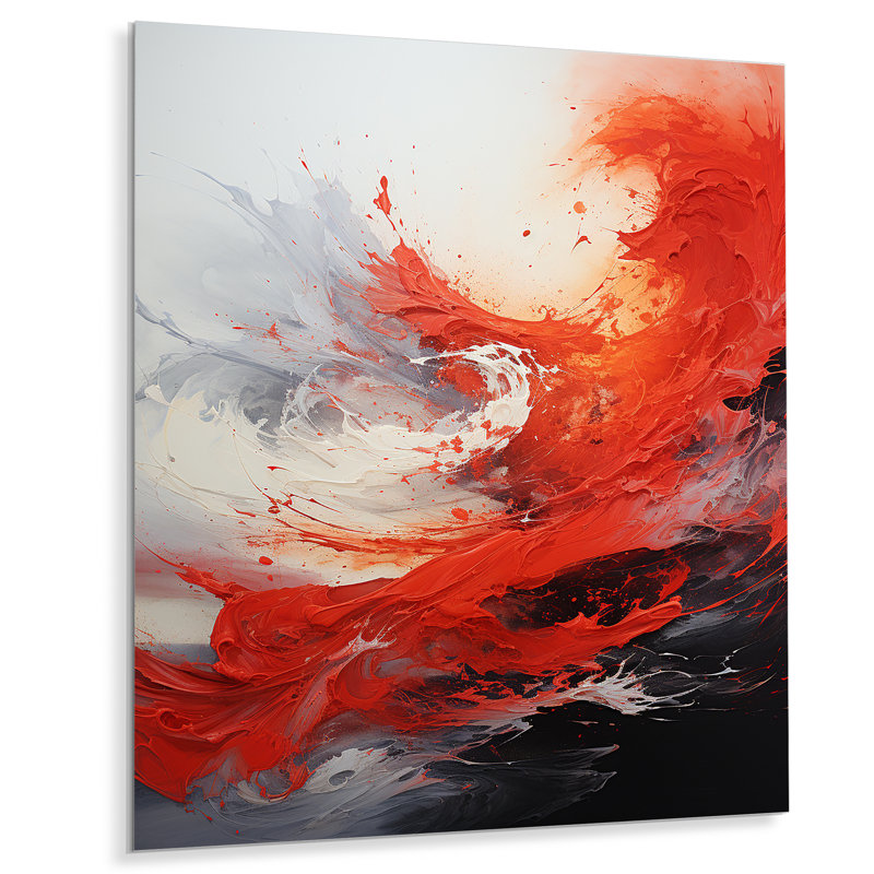 «Red and White Chaos Unleashed III - Abstract Collages», art mural en métal, H 20 po x l 12 po x P 1 po