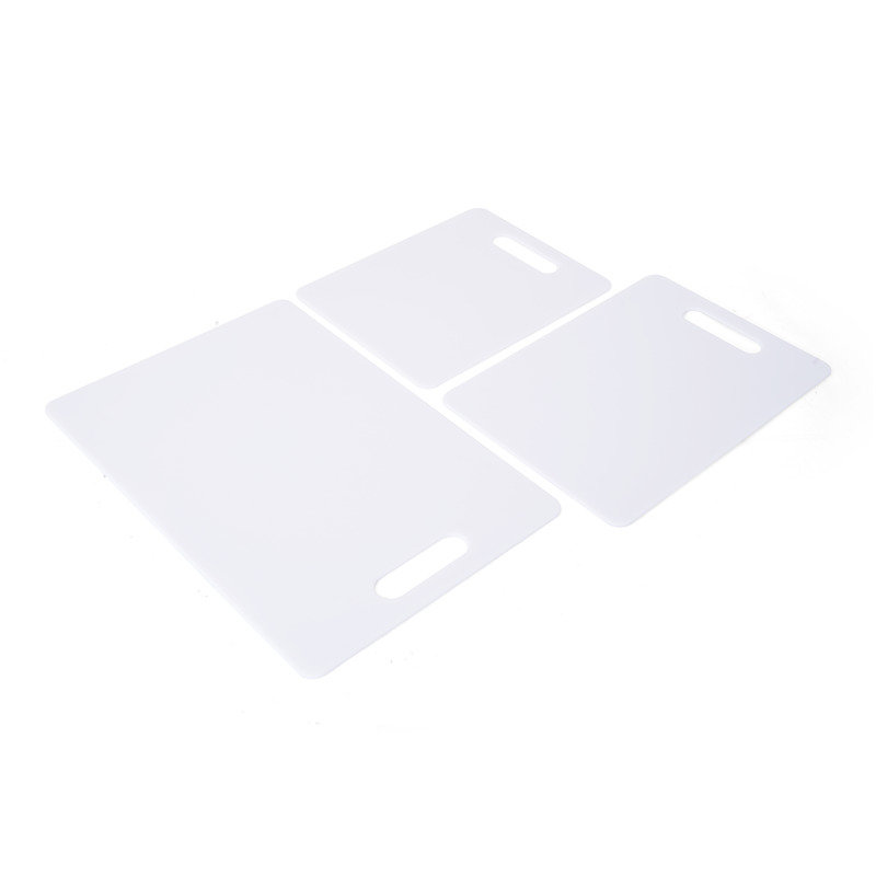 White Rectangular Plastic Cutting Board Set, Dishwasher Safe, 3 Pieces