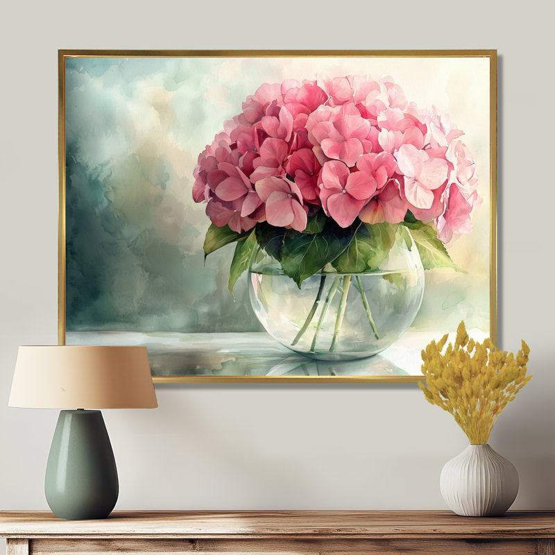 Jacquese - Floral Wall Art, H 12 po x l 20 po, Impression encadrée flottante, Doré