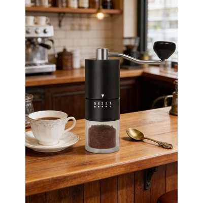 Moulin à café manuel avec meules en acier inoxydable, 5 réglages de mouture réglables pour la presse française, goutte à goutte, infusion à froid et versage, moulin à café à manivelle portable pour la maison et les voyages