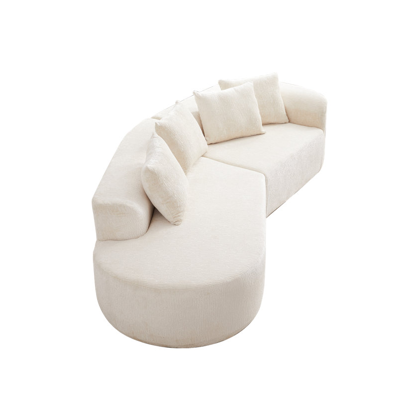 Chumenti Boneless Modern Oversized Sectional Sofa, Right Hand Facing, Beige Chenille