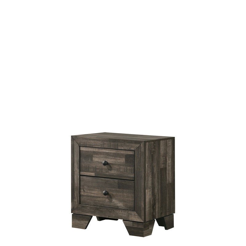 Table de chevet avec tiroirs, Gris / brun rustique