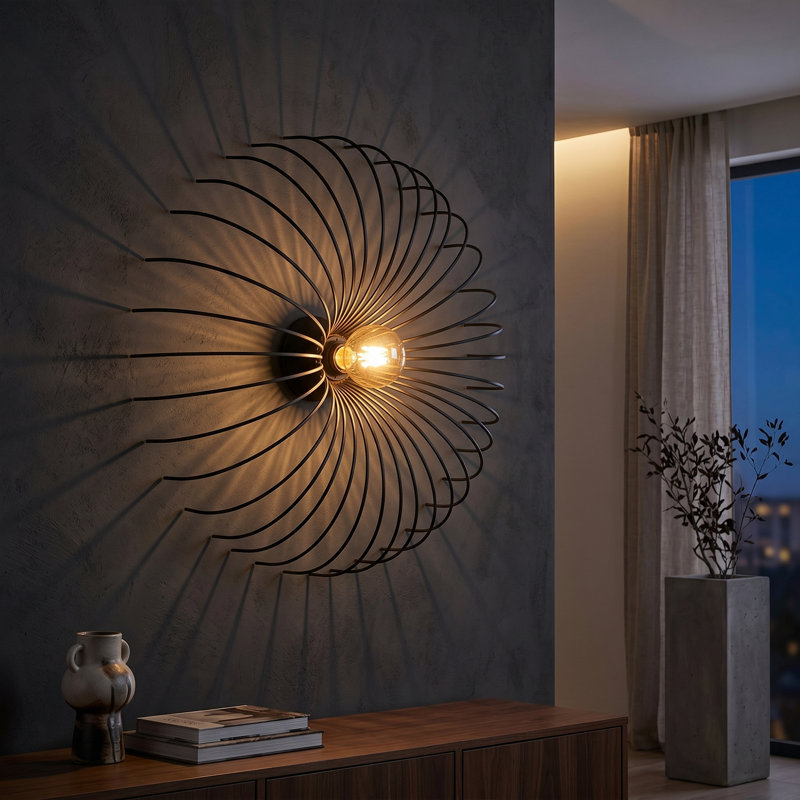 Lampe murale moderne noire, corps en métal, 6,3 po de diamètre x 22 po de hauteur | Douille E27, 40 W maximum | Conception IP20 élégante et de couleur unie | Parfait pour les décorations contemporaines et l'éclairage d'appoint