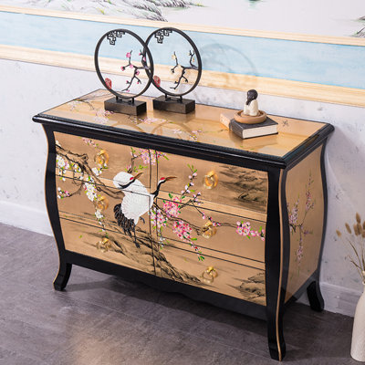 Armoire de rangement peinte à la main avec poignées en laiton