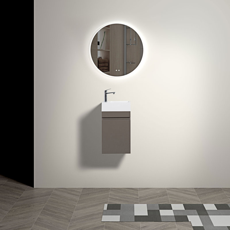 Meuble-lavabo mural simple 18,6 po avec plateau en pierre artificielle Myrtlewood