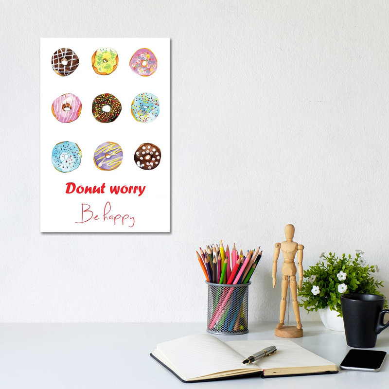 « do not inquiéter be happy »-impression sur papier, H 12 po x l 8 po x P 0,75 po, Toile