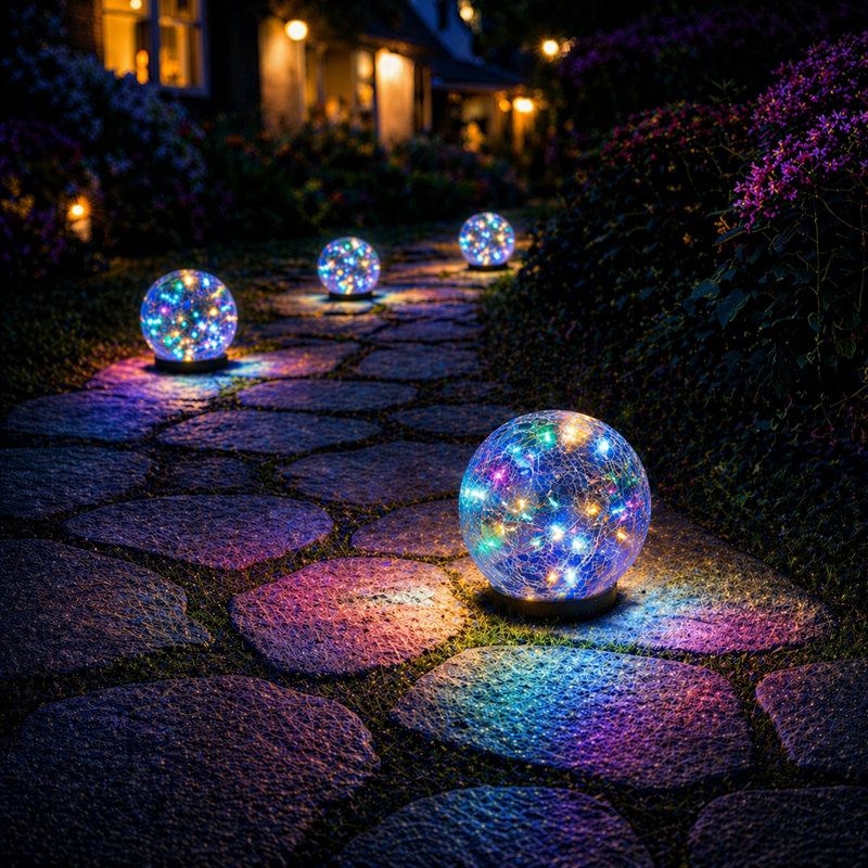 30LED Low Voltage Solar Garden Lights Integrated LED Solar Powered Waterproof Lights for 4th of July Decorations, Multi Color