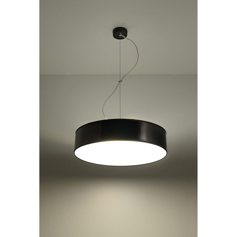 Brescia 3 - Light White Drum Pendant, Black