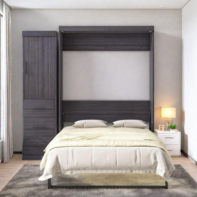 Lit escamotable avec garde-robe et 3 tiroirs, structure en métal
