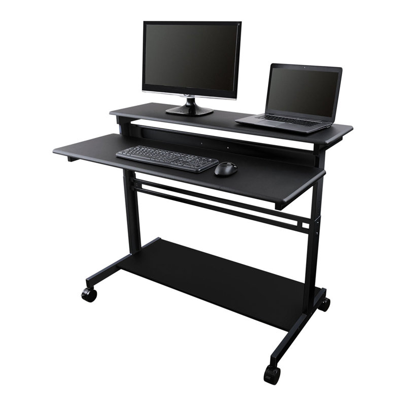 Adjustable Metal Base Standing Desk, 46.1" H x 47.25" W x 28.8" D, Black/Black