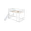 Floor Bunk Bed, Playhouse Floor Bunk Bed With Climbing Ramp, Ladder, Safety Guardrails-1234426950