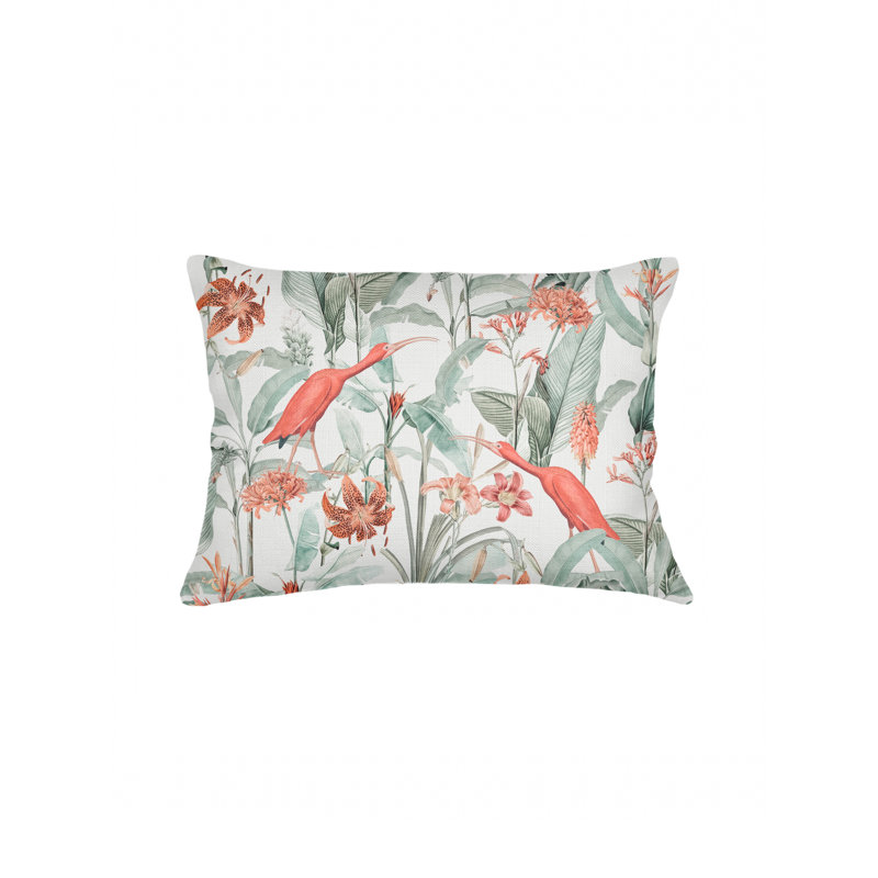 Green Feathered Tropics Linen Pillow 14x20 Cover Only