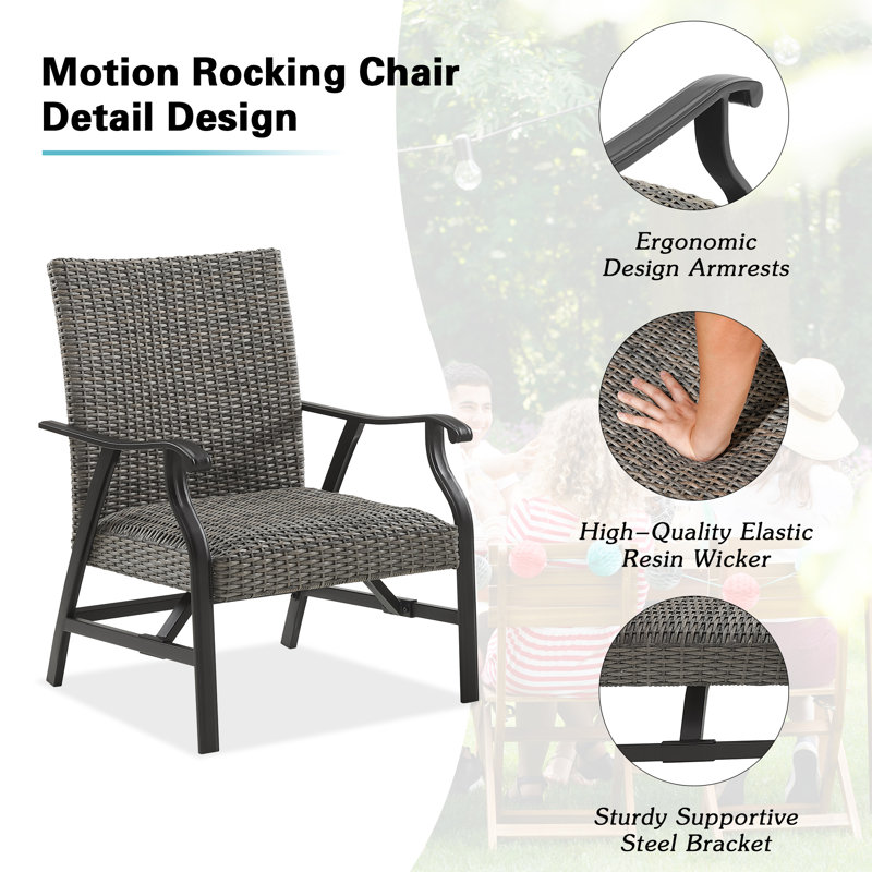 Pavane Patio Padded Motion Rocking Wicker Club Chairs