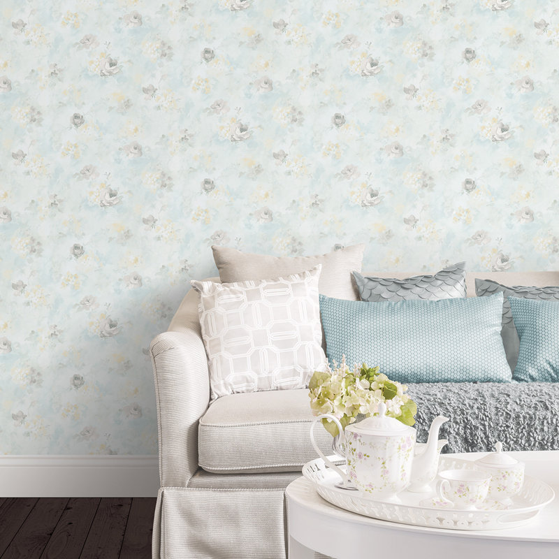 Garretson 10m x 52.8cm Wallpaper Roll, Blue/Grey