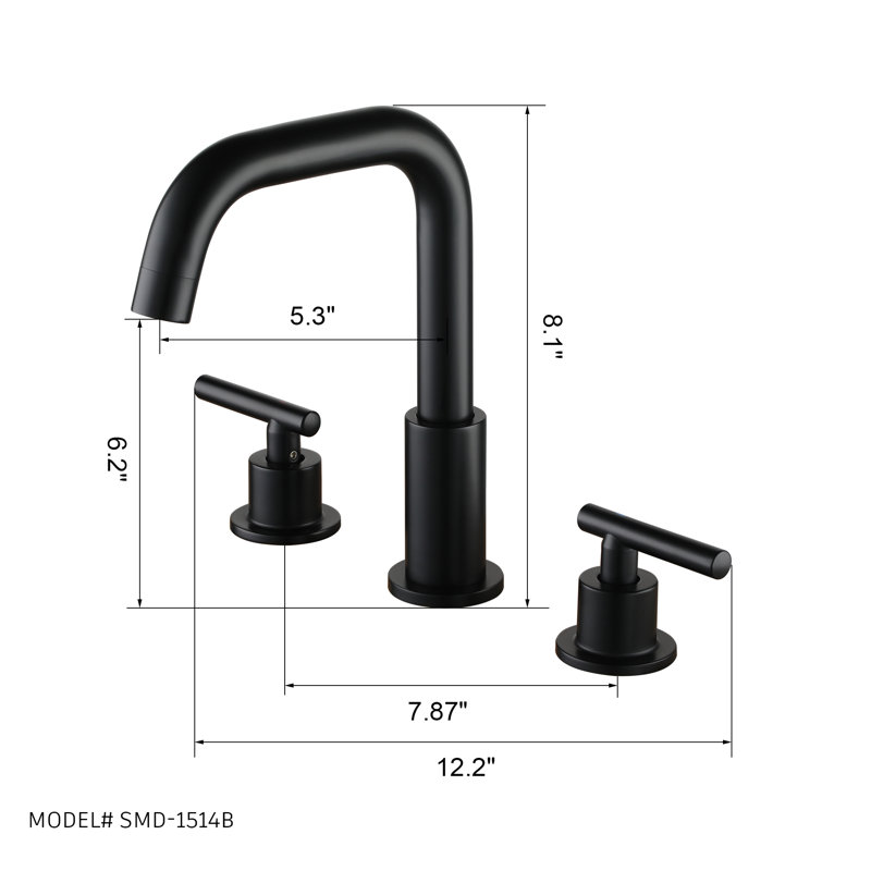 Widespread 2-handle Bathroom Faucet, Black