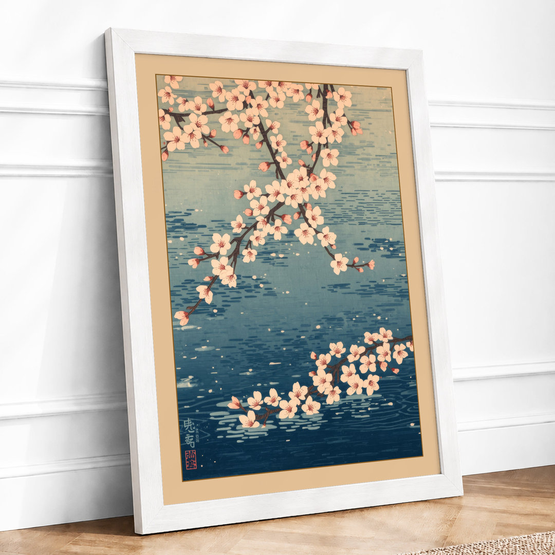 Moonlit Cherry Blossom Japandi - Framed Print