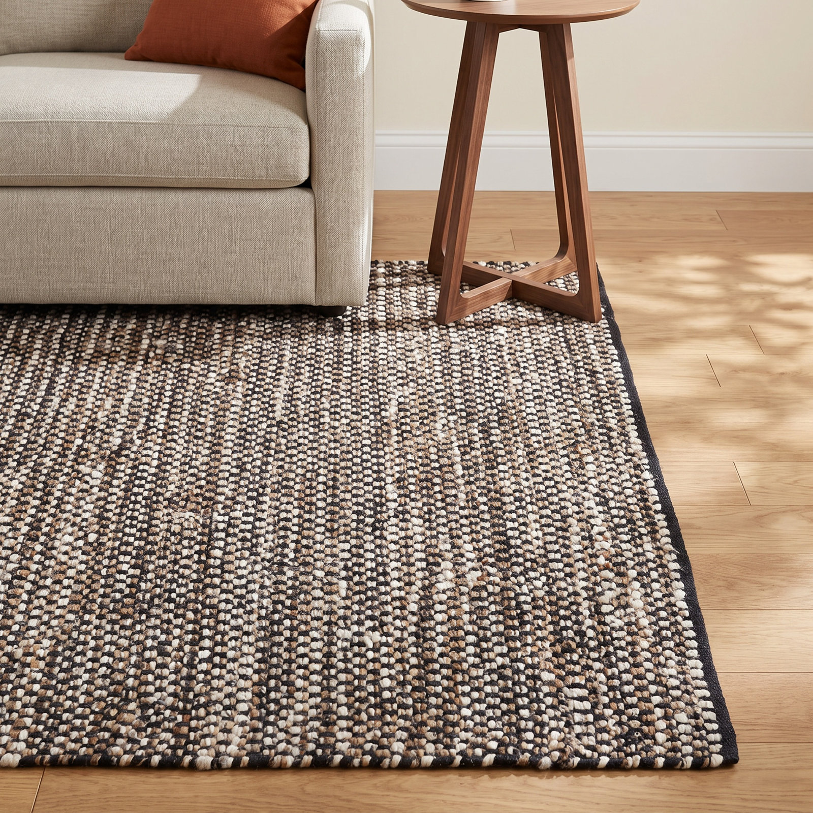 Gabino Black Ivory Flatweave Geometric Jute Rug, Rectangle 8' x 10'