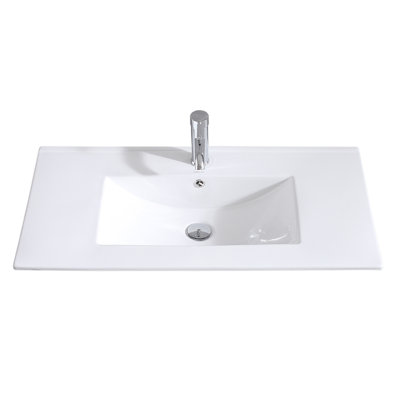 35.8" Integrated Sink Countertop Vanity Sink Bowl White Ceramic + Faucet