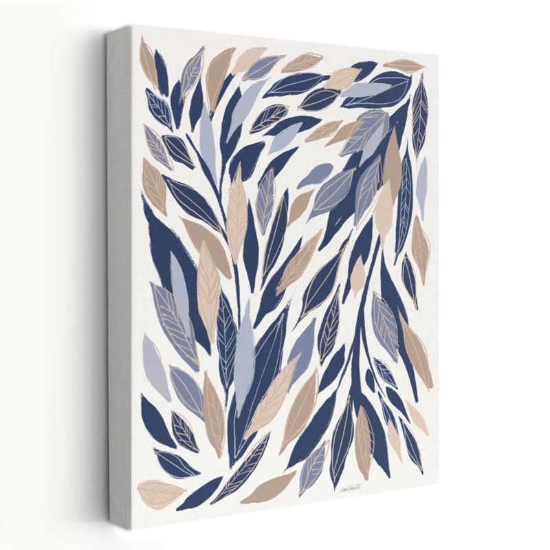 Feuilles feuillues bleu moderne beige moderne crème, H 24 po x l 16 po