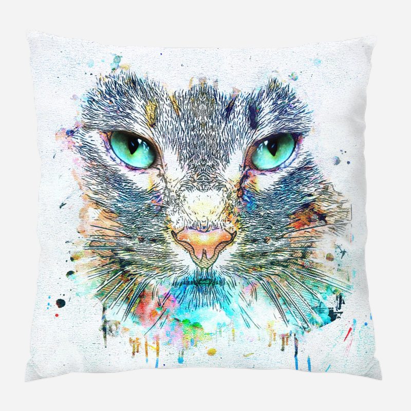 Housse de coussin d'extérieur carré Blom Cat, Microsuède, Intérieur