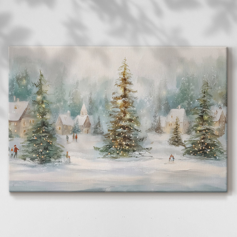 Toile tendue avec motif de chutes de neige blanches, H 18 po x l 12 po