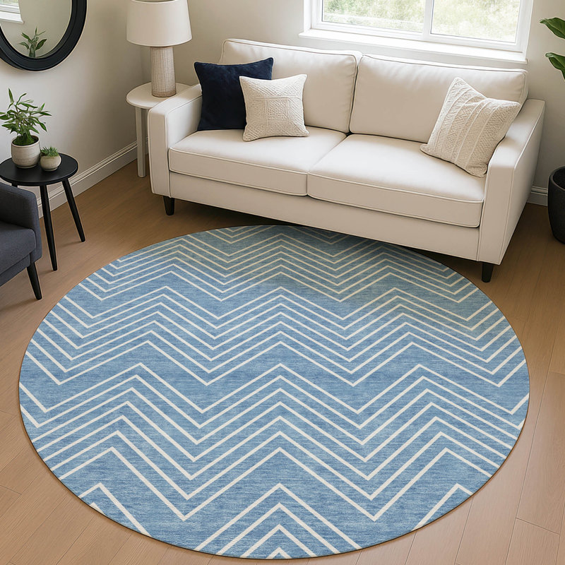 Machine Washable Indoor/Outdoor Chantille ACN2390 Geometric Rug, Round 8'