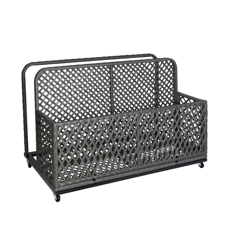 Patio Poolside Float Storage Basket,Poolside Float Storage, Outdoor Storage, Outdoor Pool Caddy With Rolling Wheels For Floaties,Beach-Sturdy & Movable,Grey