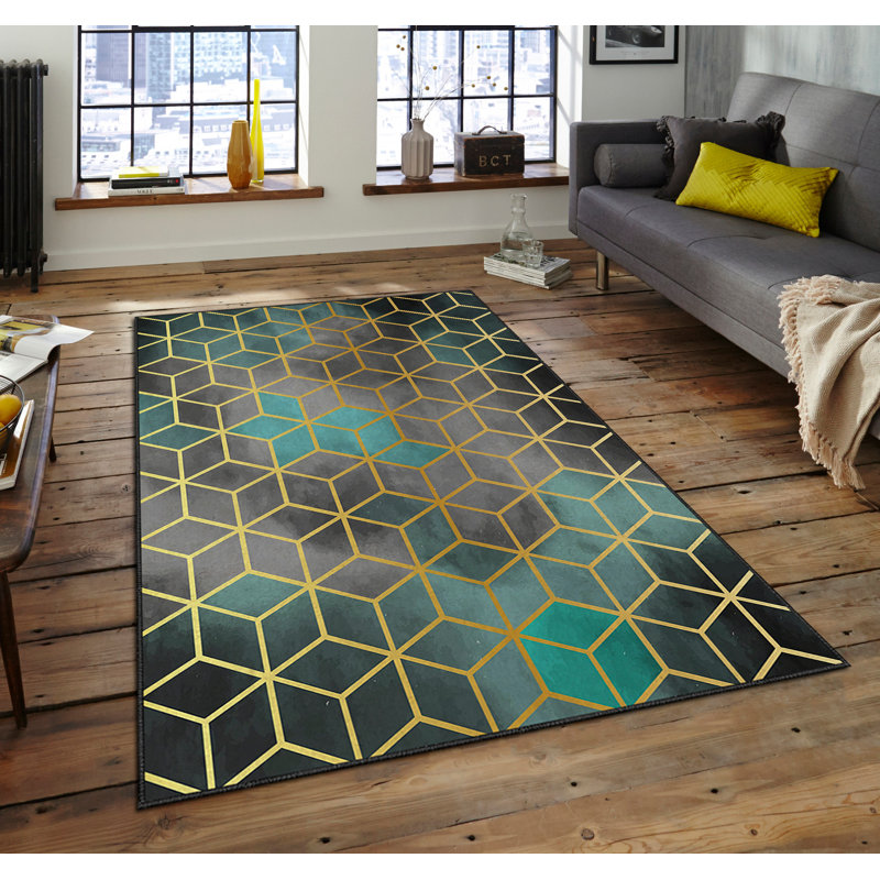 Luxurious Area Rug, 100% Polyester, 5.9 x 9.2 Feet | 740 g/m² Weight, Non-Slip Felt Dot Underside, Easy Clean Velvet Fabric, 0.08 in Pile Height | Machine Washable, Perfect for Living Room & Bedroom Décor