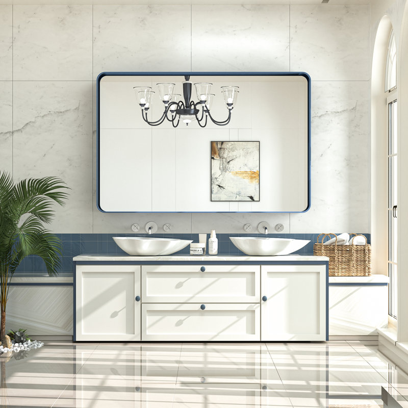 Miroir d'appoint Tyro, 36 po x 55 po, Bleu, Rectangulaire