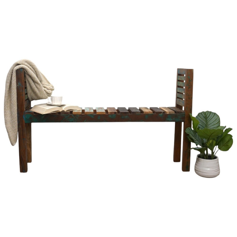 Backless Small Reclaimed Wood Bench