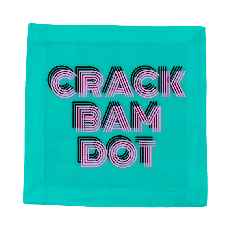 Mahjong Crack Bam Dot Cotton Sateen Cocktail Napkins, Acqua Pink