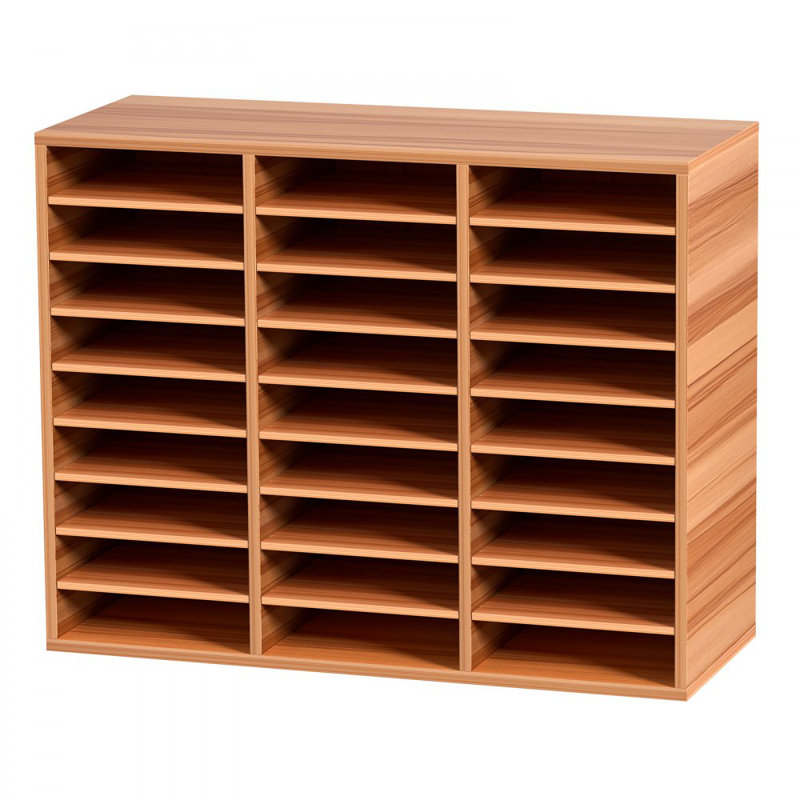 27 Compartments Wood Literature Organizer, Adjustable Shelves, Medium Density Fiberboard Mail Center, Office Home School Storage for Files, Documents, Papers, Magazines, White