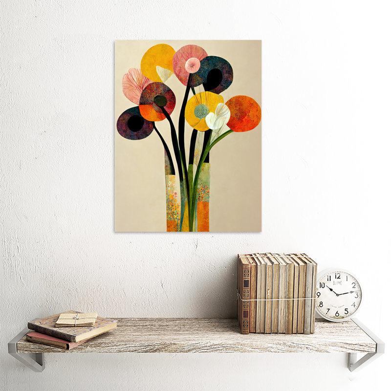 Spring Flowers Bouquet Abstract Vase Boho - Print, Unframed, 40.5cm H x 30.5cm W