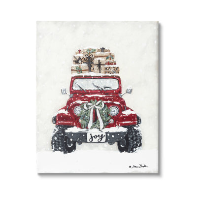 " Festive Red Truck Christmas Presents Snowscape Flurry " by Sara Baker