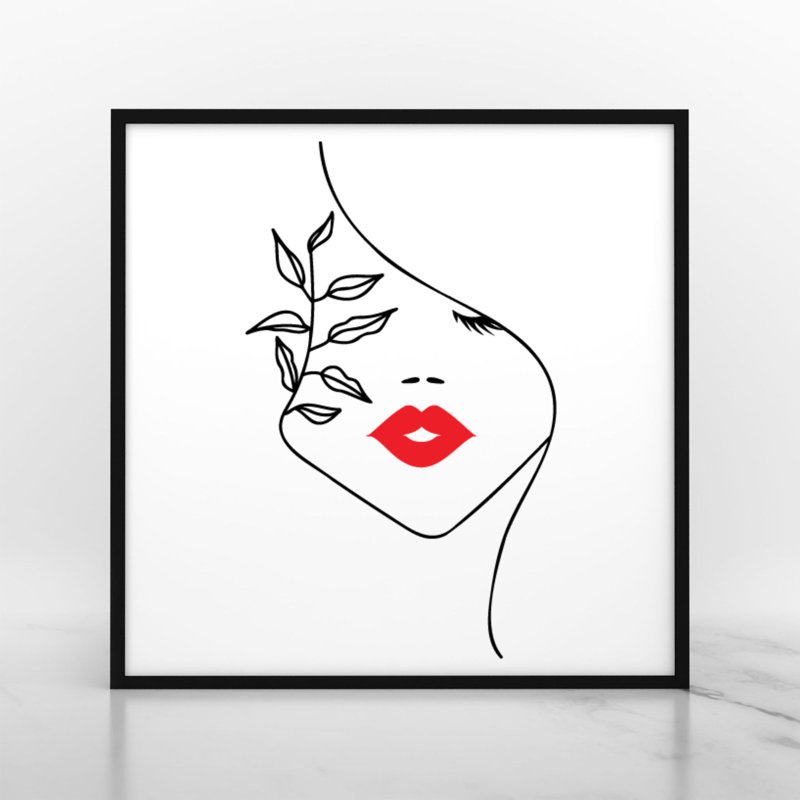Modern Floral Lady Line - Print on Plastic / Acrylic
