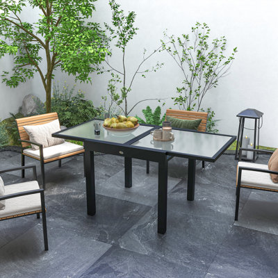 Rectangular Metal Extendable Outdoor Dining Table , 160cm cm W 80cm cm D