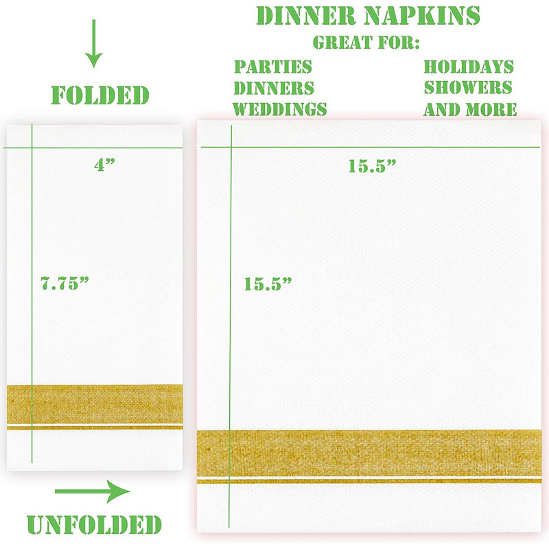 Serviettes de table jetables en tissu Ecoqualité pour 1000 invités, Or