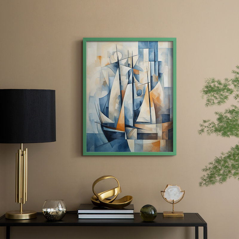 NAUTICAL Series CCCCLXXXXI - Reproduction encadrée de qualité supérieure - Prêt à être accroché - Aucun clou requis, Vert